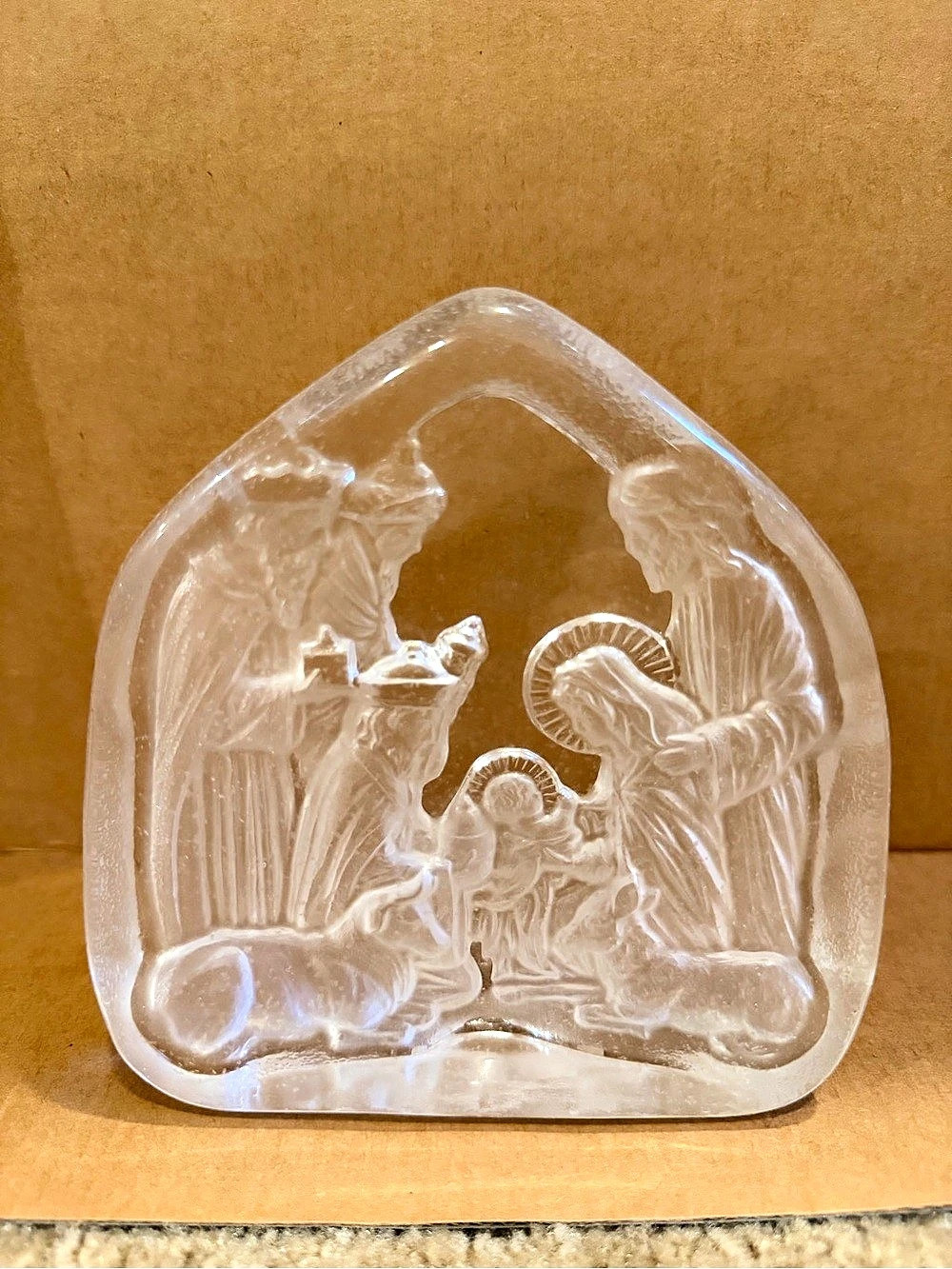 American Greetings Etched Glass Nativity Scene Decor